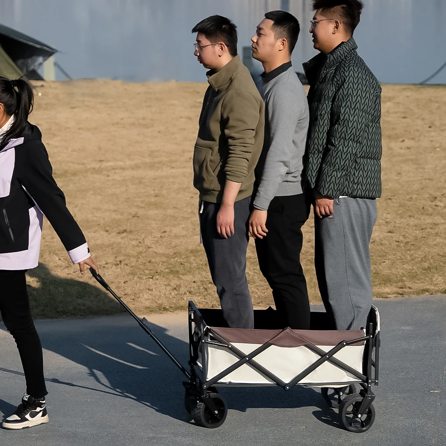 Large Weight Capacity Heavy Duty Wagon Cart Folding Wagon for Outdoor Garden Beach wagon Camping Equipment with Cup Holders - Image 6