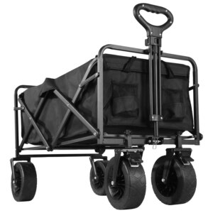 Large Weight Capacity Heavy Duty Wagon Cart Folding Wagon for Outdoor Garden Beach wagon Camping Equipment with Cup Holders