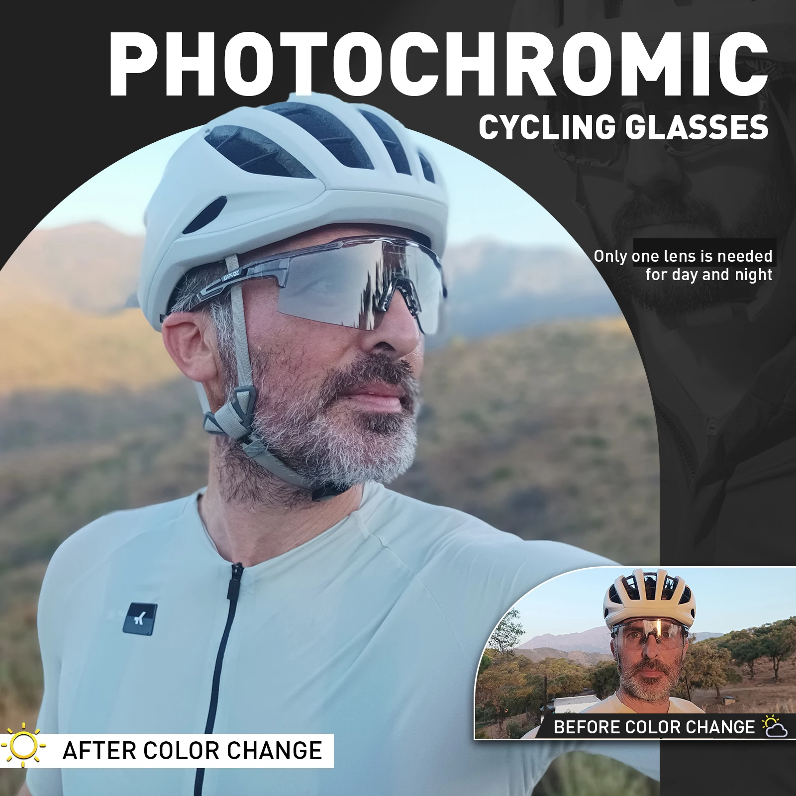 Kapvoe Photochromic Bicycle Sports Glasses Men Women Outdoor Road Cycling Sunglasses UV400 MTB Cycling Eyewea Driving Goggles - Image 3