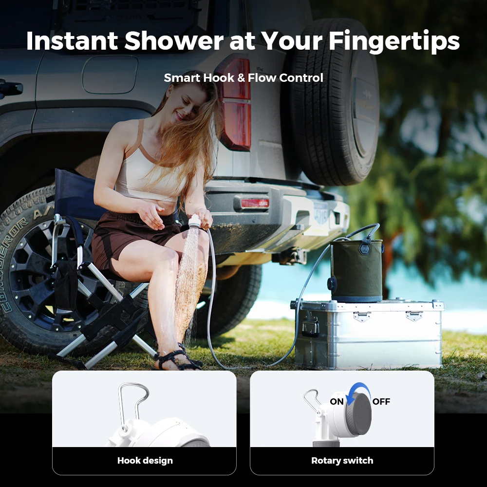 FLEXTAIL TINY SHOWER - Outdoor Camping Shower Portable Electric Shower Pump IPX7 Waterproof for Outdoor and Home Cleaning - Image 5