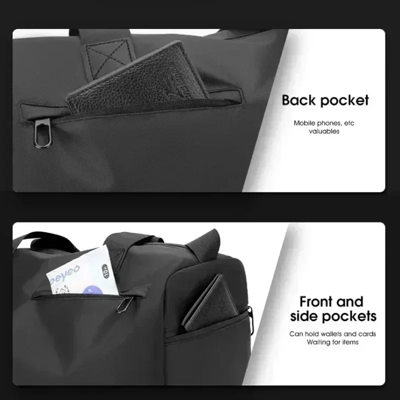 Zipper Large Capacity Oxford Travel Bags Solid Fitness Bags Thickened Fabric High Capacity Waterproof Luggage Sports Bags - Image 3