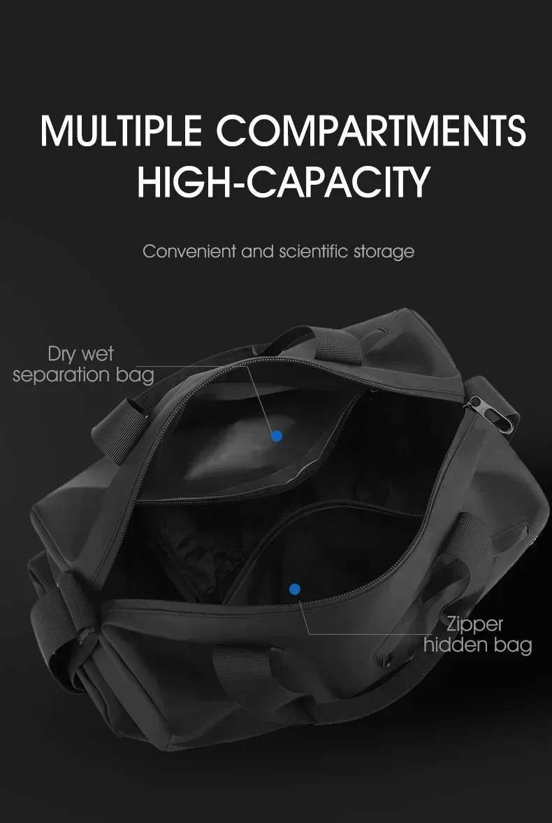 Zipper Large Capacity Oxford Travel Bags Solid Fitness Bags Thickened Fabric High Capacity Waterproof Luggage Sports Bags - Image 2