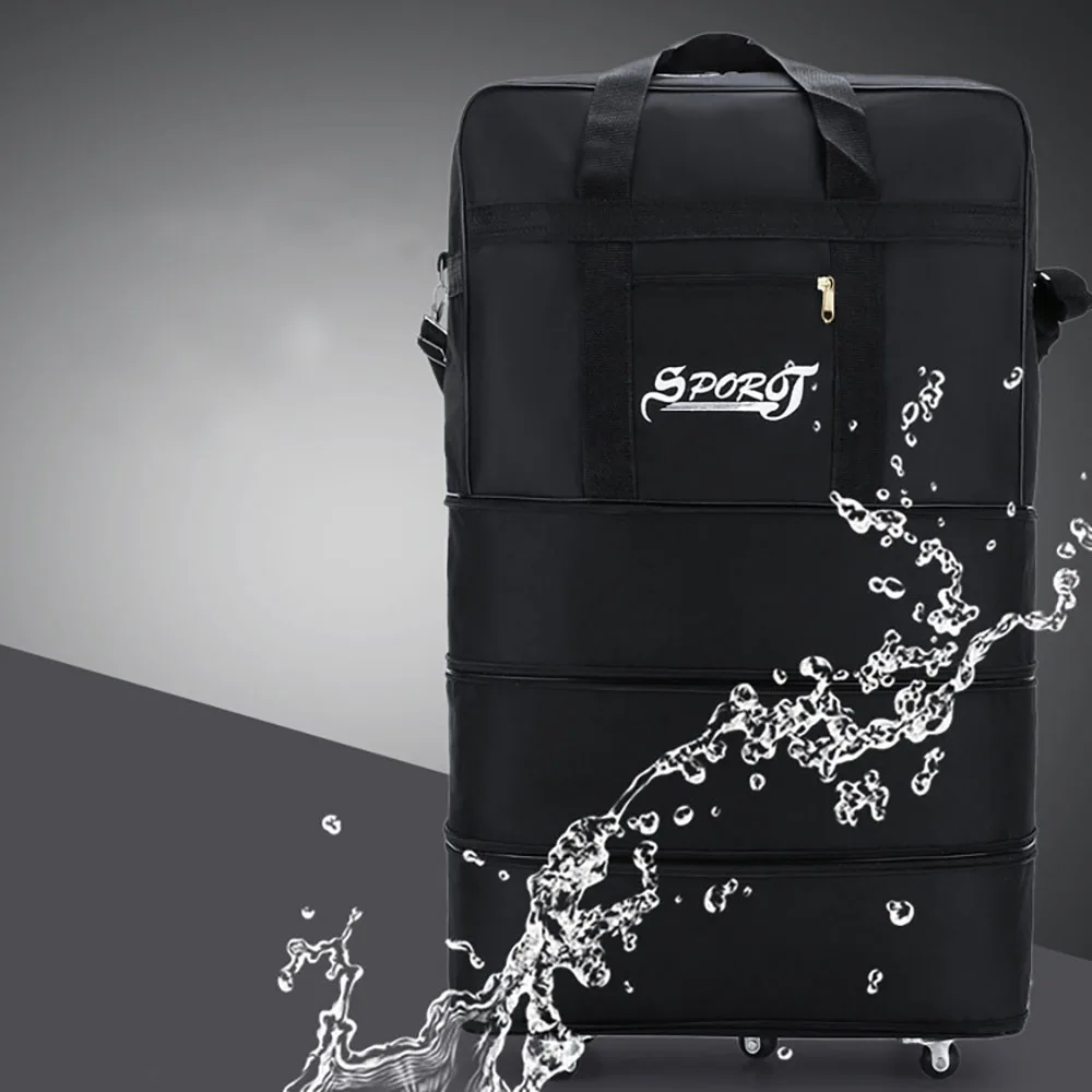 Travelling Pack Wheels For Women Men Expandable Foldable Trolley Luggage Versatile Black Suitcase For Weekend Trip overnight bag - Image 3