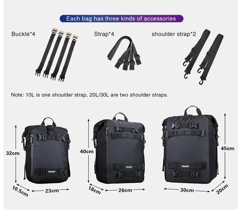 10L Or 20L Or 30L Motorcycle Rear Seat Bag Saddle Side Bag Luggage Pack MultiFunction Shoulder Bag Backpack - Image 3