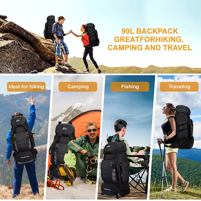 90L Waterproof Hiking Backpack Camping Rucksack Large Capacity Travel Outdoor Sports Bag for Trekking Backpacking and Adventure - Image 6