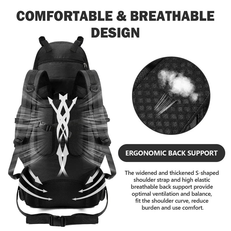 90L Waterproof Hiking Backpack Camping Rucksack Large Capacity Travel Outdoor Sports Bag for Trekking Backpacking and Adventure - Image 4