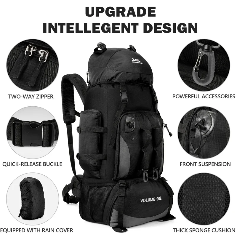 90L Waterproof Hiking Backpack Camping Rucksack Large Capacity Travel Outdoor Sports Bag for Trekking Backpacking and Adventure - Image 2