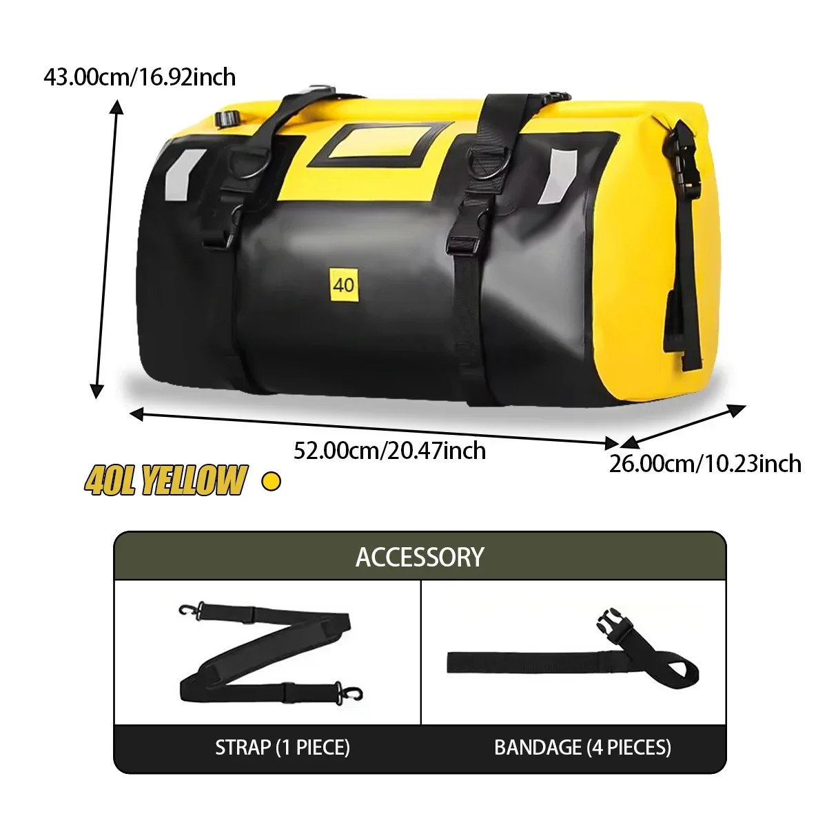 20L 50L 70L 100L 40L 66L Motorcycle Waterproof Tail Bag Travel Outdoor Dry Luggage Roll Pack Bag Motorcycle Seat Bag - Image 3