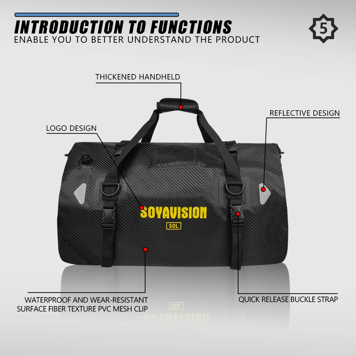 20L 50L 70L 100L 40L 66L Motorcycle Waterproof Tail Bag Travel Outdoor Dry Luggage Roll Pack Bag Motorcycle Seat Bag - Image 4