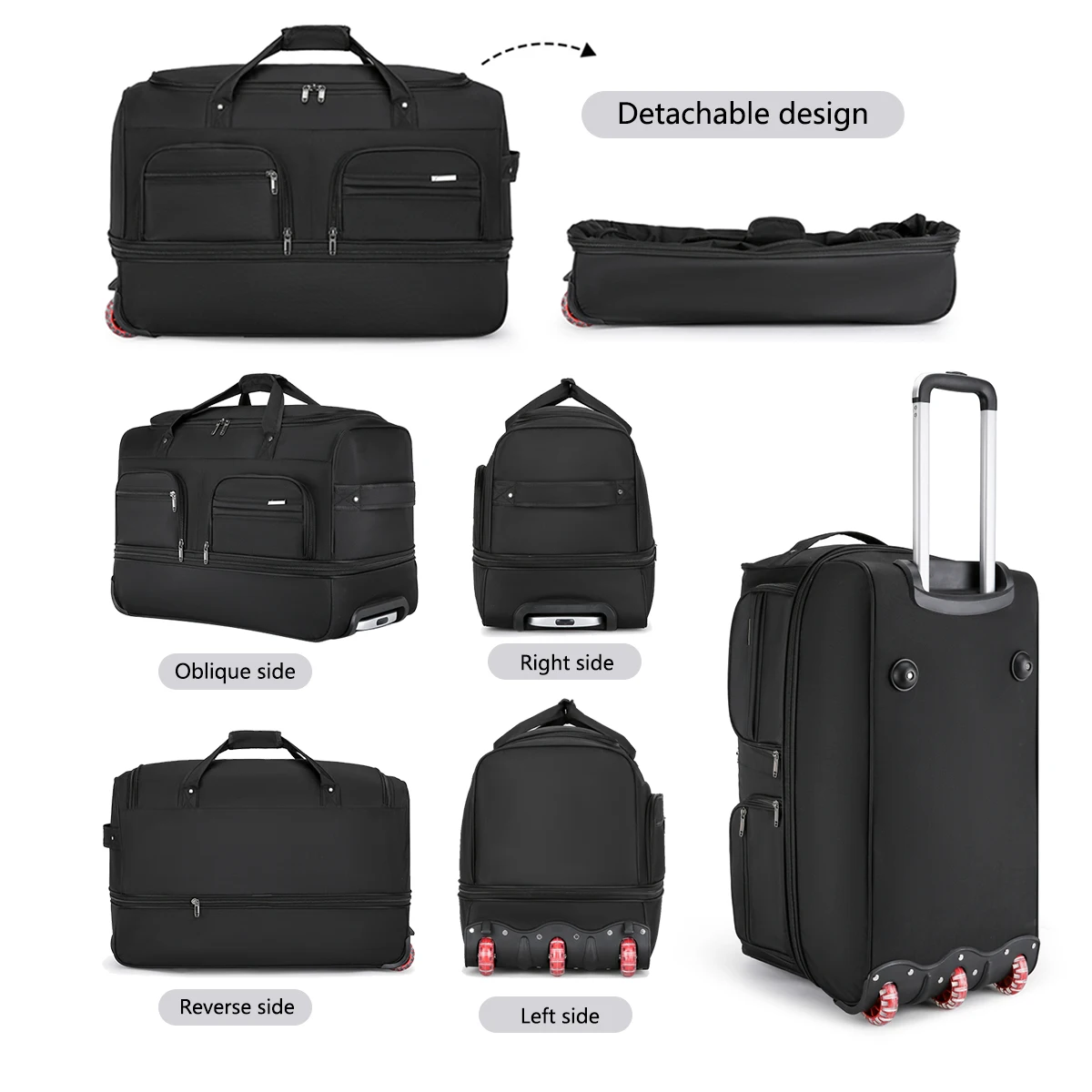2026 New Fashion Travel Bag Women's Large-Capacity Men's Sports Bag Waterproof Travel Bag Roller Trolley Bag Duffel Bag - Image 4