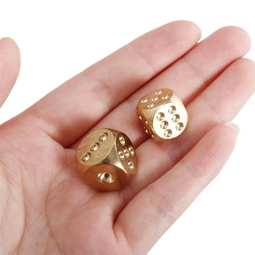 6pcs Metal Dice Solid Brass Gold High-Quality 6-Sided Game Dice Hand Polished Stress Relieving Family Gathering Toy 15mm - Image 3