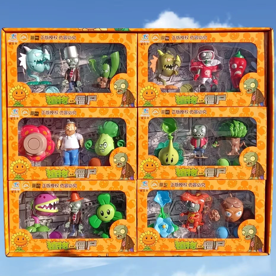 New Plants Vs Zombies 2 Chomper Jalapeno Rafflesia Zombie 3pcs Set Combination Genuine Game Scene Game Figures Model Toy Gifts