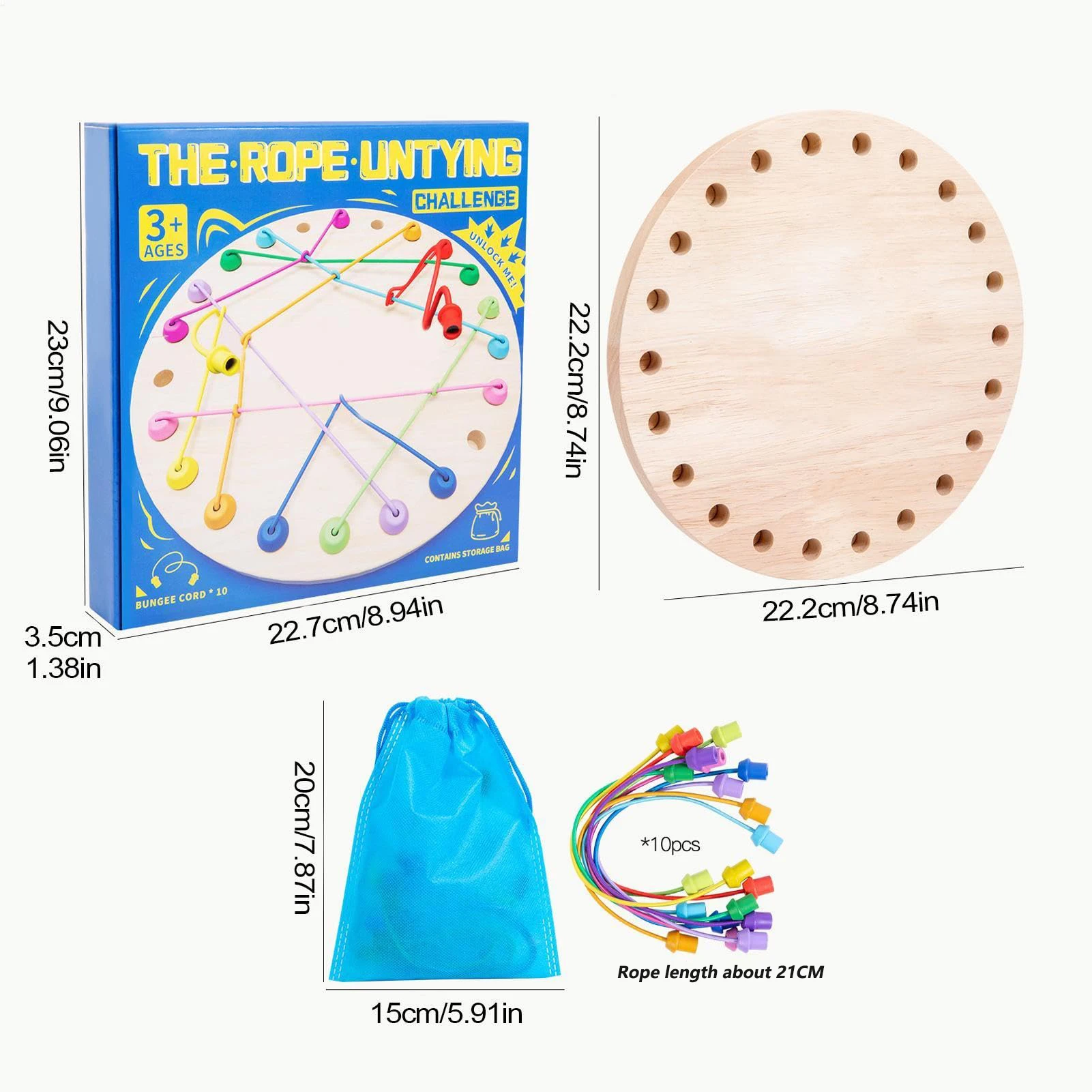 Rubber Wood Twisted Rope Puzzle Game Brainy Knots Rope Untangling Game Montessori Fine Motor Skills Rope Untying Toys for Kids - Image 6