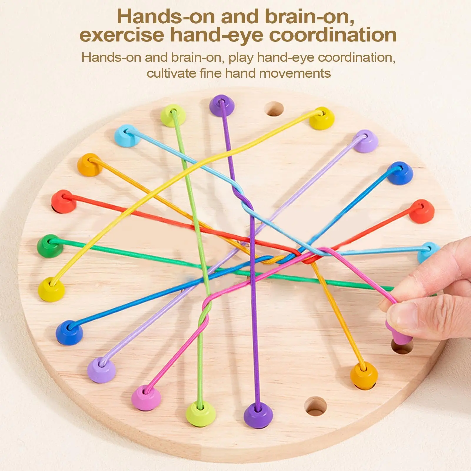 Rubber Wood Twisted Rope Puzzle Game Brainy Knots Rope Untangling Game Montessori Fine Motor Skills Rope Untying Toys for Kids - Image 4