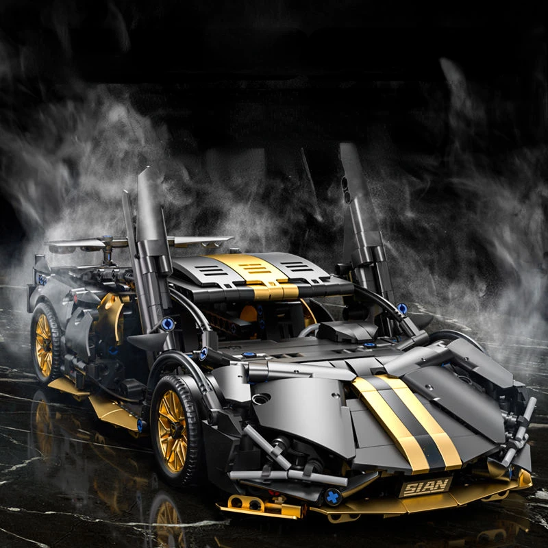 Technology 1:14 Black Supercar racing building blocks assembled brick car toy gift for boys birthday present - Image 2