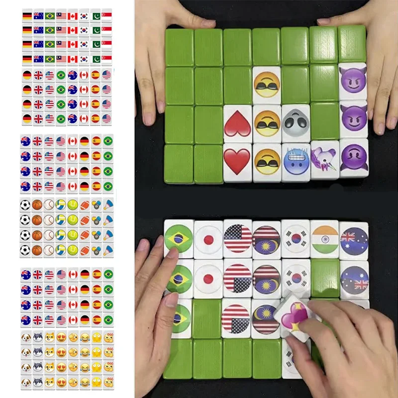 64 Blocks Seaside Escape Mahjong Game Tiktok Popular Game Double With Pattern Of Flag Play Party Puzzle Toy Fun Game Gift - Image 2