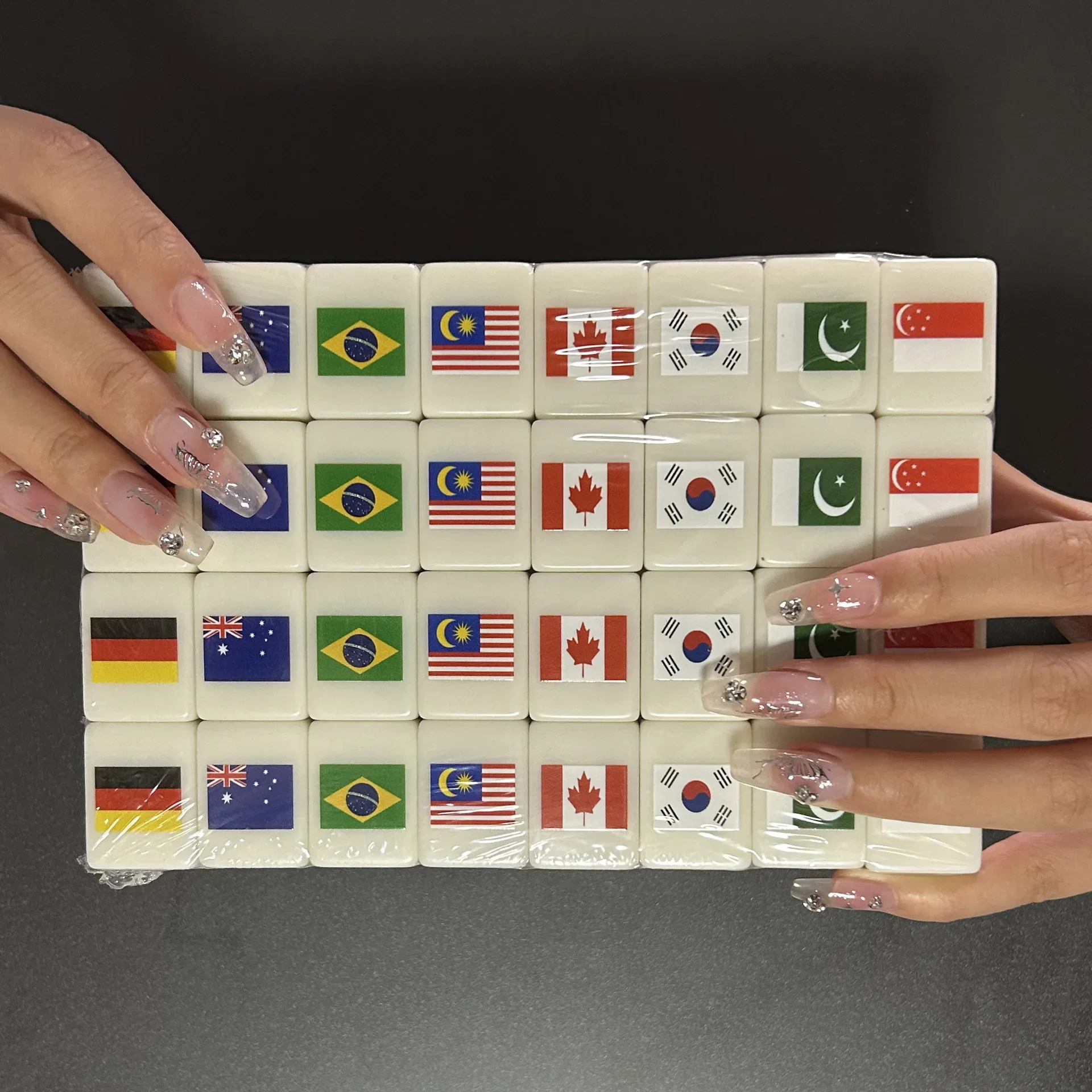 64 Blocks Seaside Escape Mahjong Game Tiktok Popular Game Double With Pattern Of Flag Play Party Puzzle Toy Fun Game Gift - Image 3