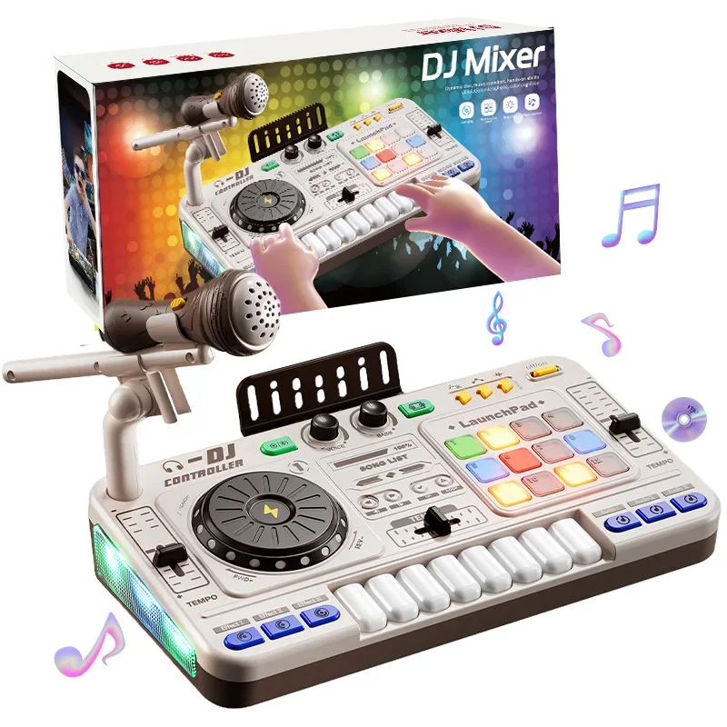 Kids Simulation DJ Mixer Controller Toys Multifunctional Music Effects Electronic Piano Keyboard Learning Birthday Gift Boy Girl - Image 4