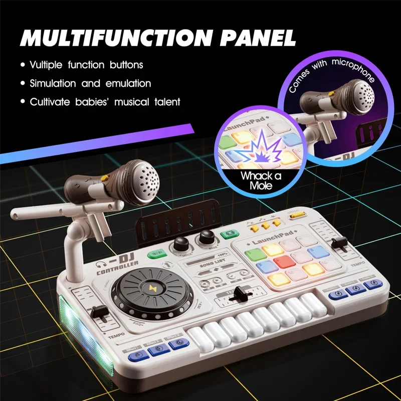 Kids Simulation DJ Mixer Controller Toys Multifunctional Music Effects Electronic Piano Keyboard Learning Birthday Gift Boy Girl - Image 6