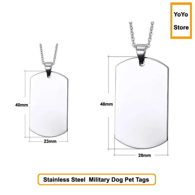 100pcs/lot Stainless Steel Army Dog Tags Blank Military Dog Tags Suitable for Laser Engraving Blank Id Tag