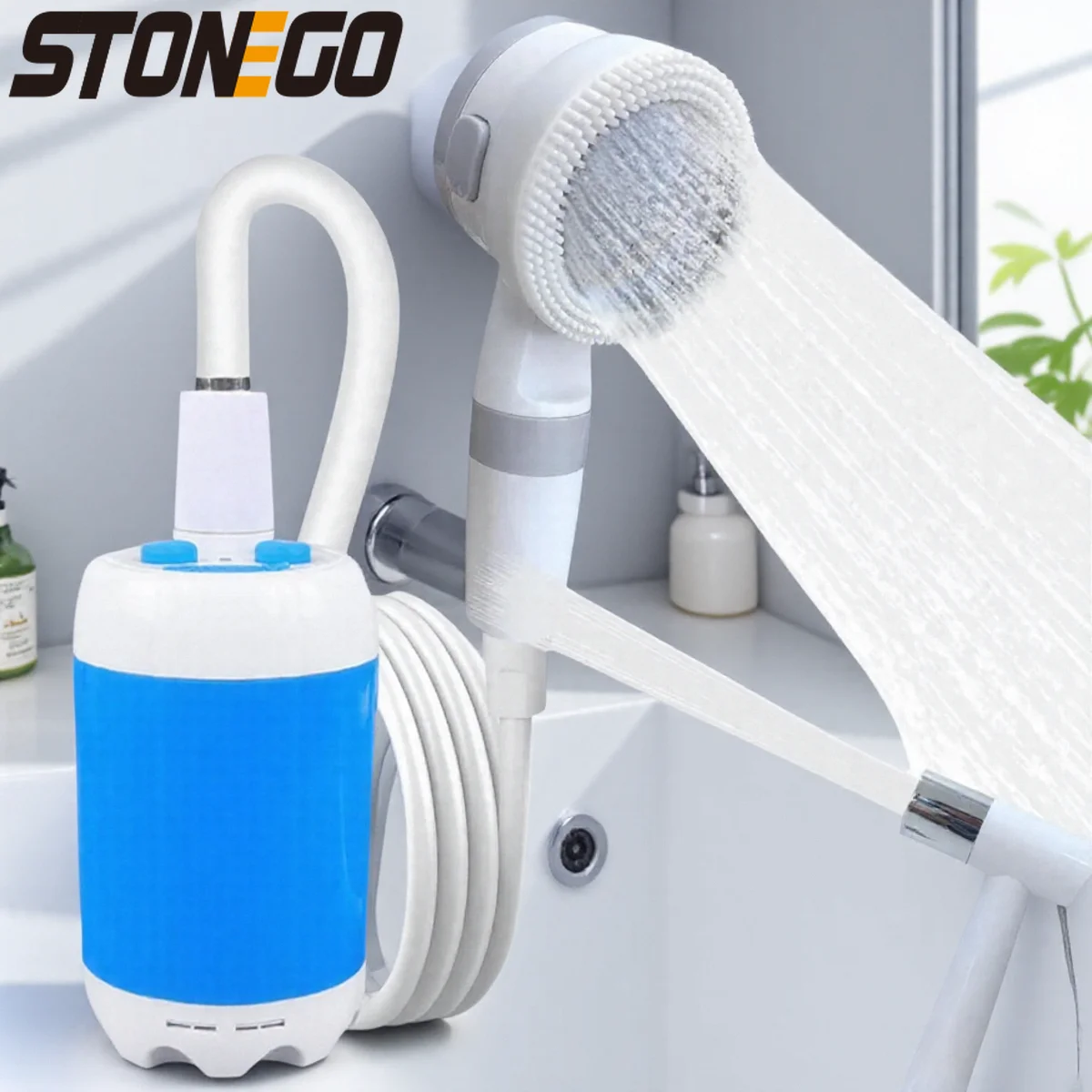 Portable Rechargeable Outdoor Shower Handheld Compact Design Gentle Shower Stream for Dog Bathing Car Washing Flower Watering