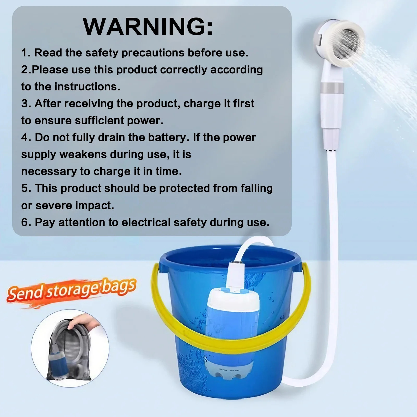 Portable Rechargeable Outdoor Shower Handheld Compact Design Gentle Shower Stream for Dog Bathing Car Washing Flower Watering - Image 6