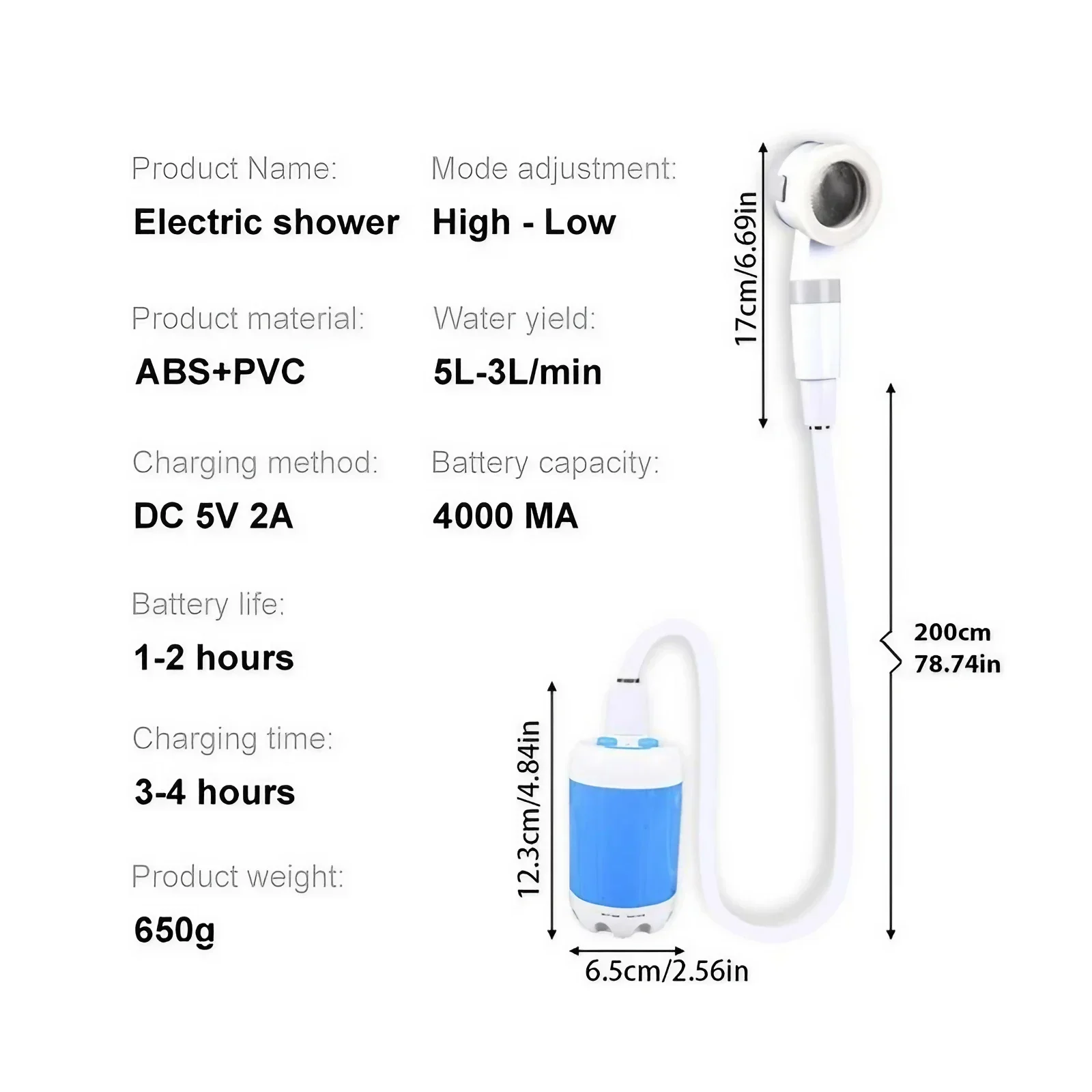 Portable Rechargeable Outdoor Shower Handheld Compact Design Gentle Shower Stream for Dog Bathing Car Washing Flower Watering - Image 2
