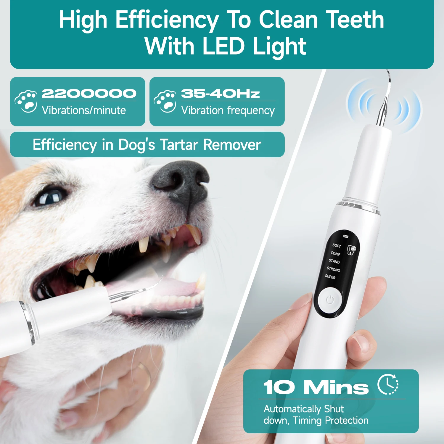 Pet Dental Scaler for Dogs And Cats Ultrasonic Tooth Cleaner with LED Light Tartar Removal Teeth Cleaning Tool - Image 6