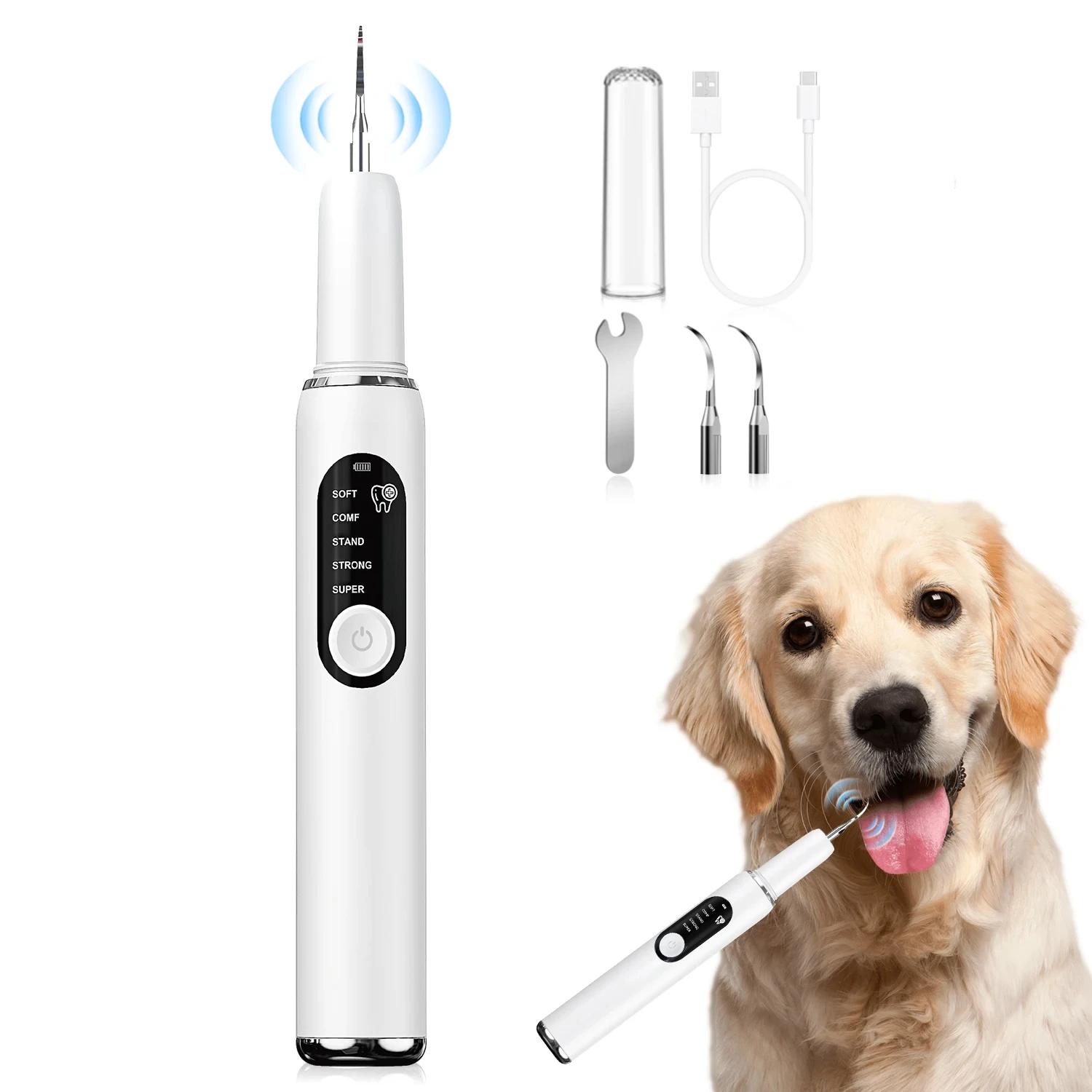 Pet Dental Scaler for Dogs And Cats Ultrasonic Tooth Cleaner with LED Light Tartar Removal Teeth Cleaning Tool - Image 2
