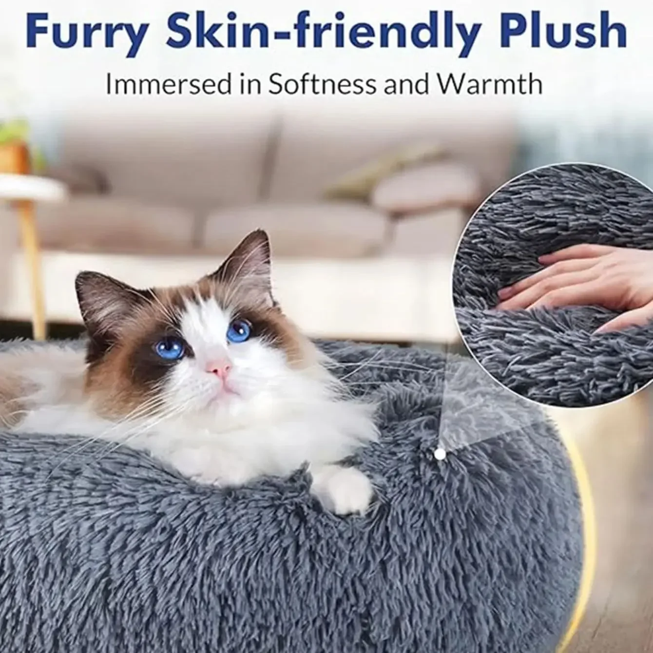 40-90cm 6 Sizes Round Pet Bed for Large Dog Bed Super Soft Cat Bed Plush Dog House for Medium Dog House Winter Warm Sleeping - Image 3