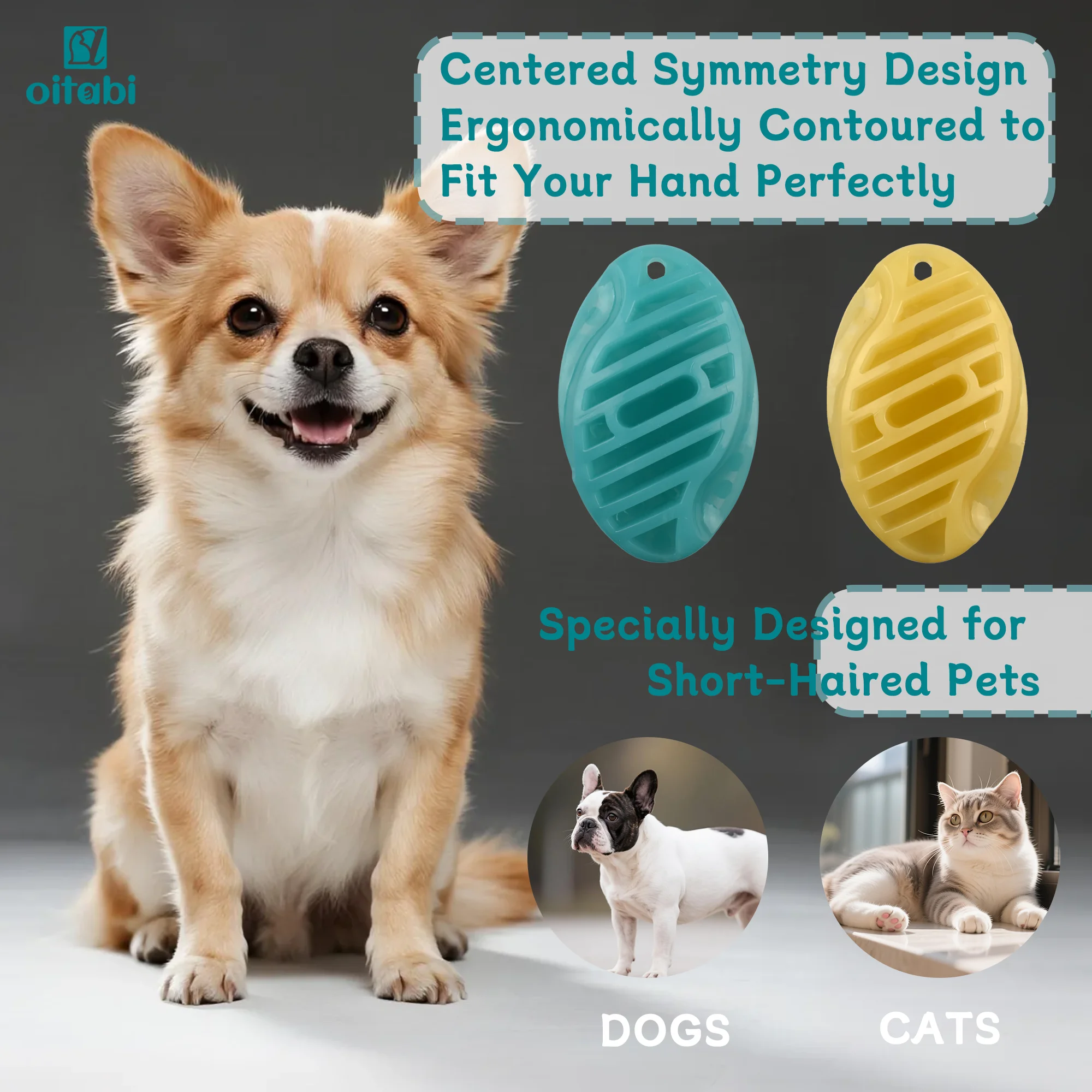 Oitabi Soft Rubber Pet Brush for Short Hair Dog & Cat Grooming Bathing Massaging Deshedding Multi-Function Wet or Dry Pets Brush - Image 6