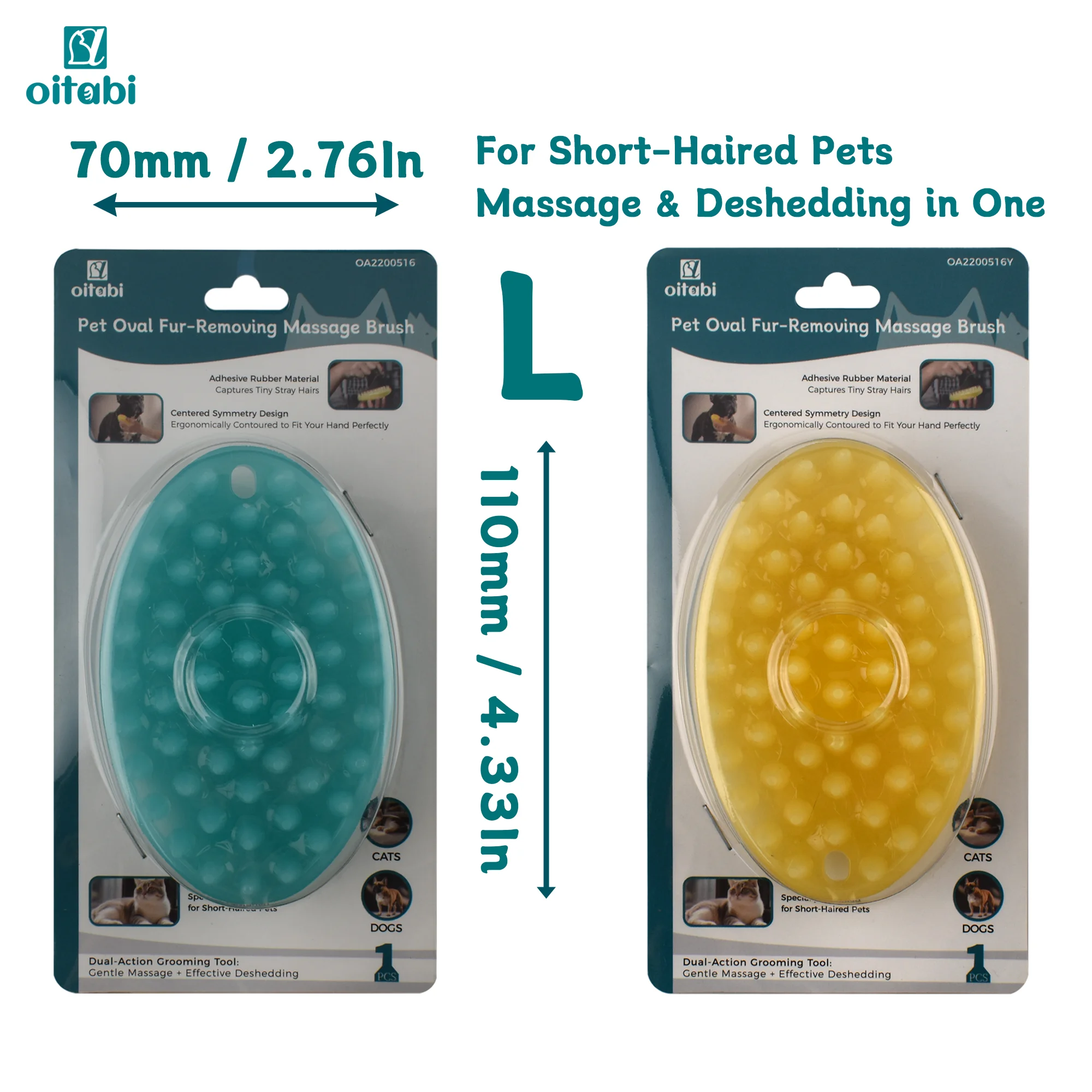 Oitabi Soft Rubber Pet Brush for Short Hair Dog & Cat Grooming Bathing Massaging Deshedding Multi-Function Wet or Dry Pets Brush - Image 2