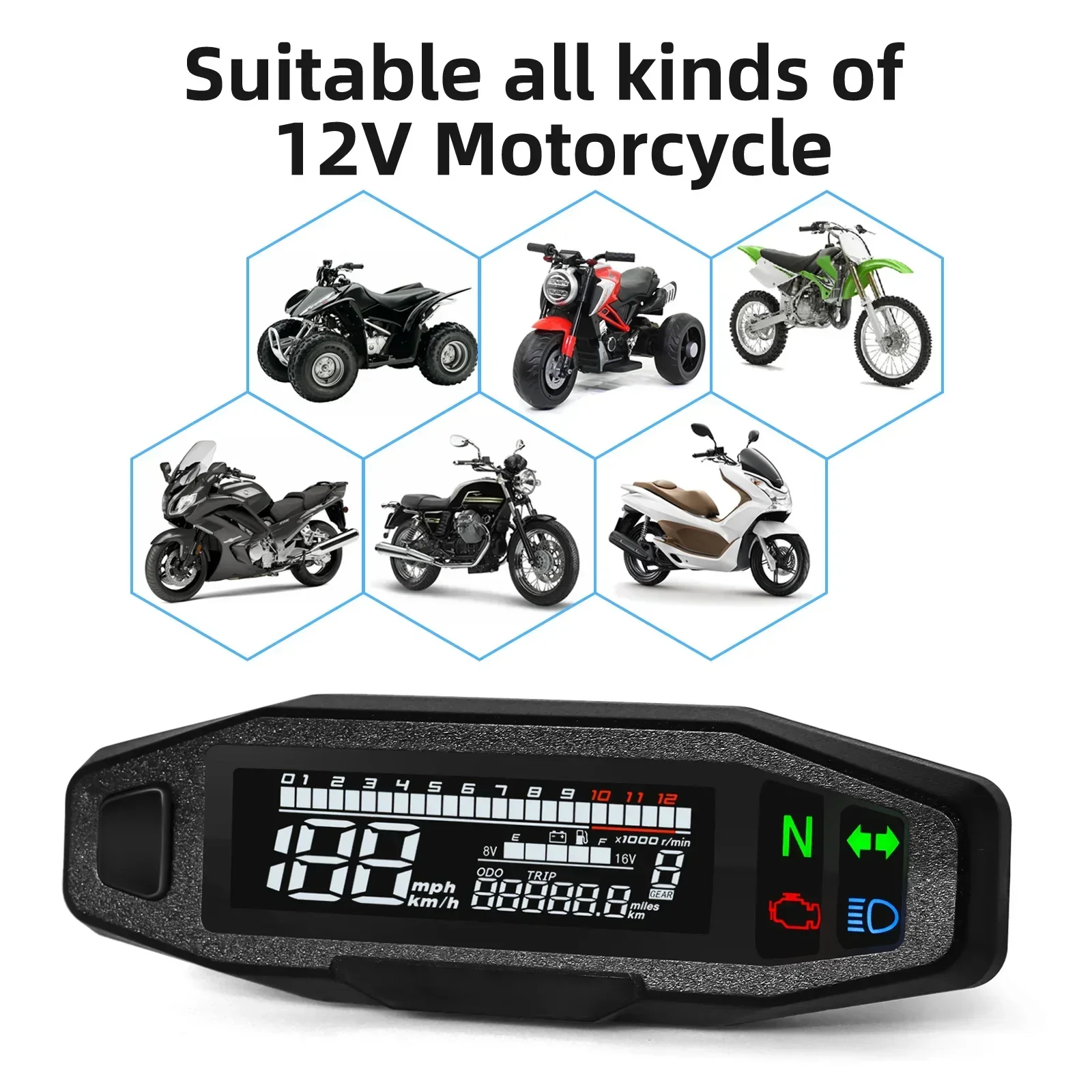 Universal Digital Motorcycle Speedometer Moto Meter Digital Tachometer Odometer Instrument Sensor Speed Gauge Tacho RPM Meter - Image 2