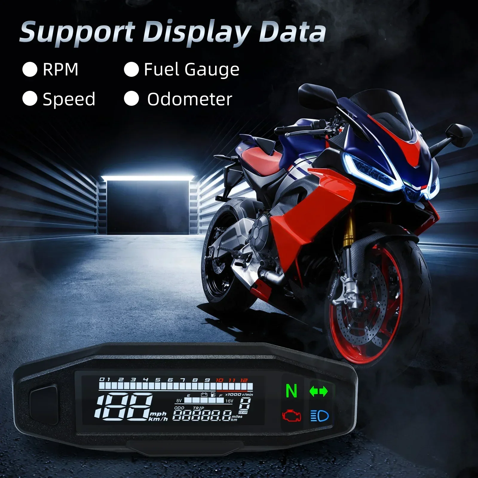 Universal Digital Motorcycle Speedometer Moto Meter Digital Tachometer Odometer Instrument Sensor Speed Gauge Tacho RPM Meter - Image 4