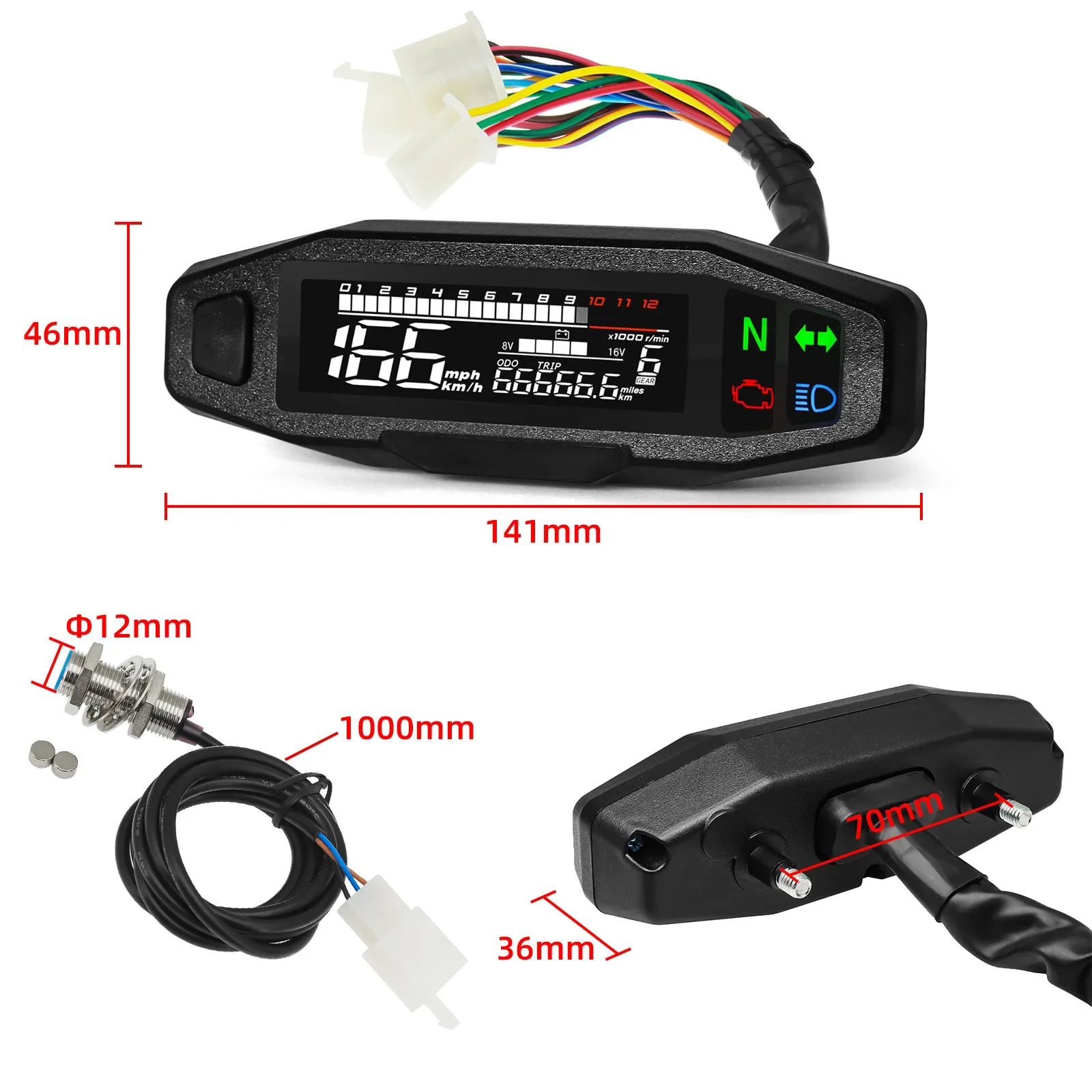 Universal Digital Motorcycle Speedometer Moto Meter Digital Tachometer Odometer Instrument Sensor Speed Gauge Tacho RPM Meter - Image 6