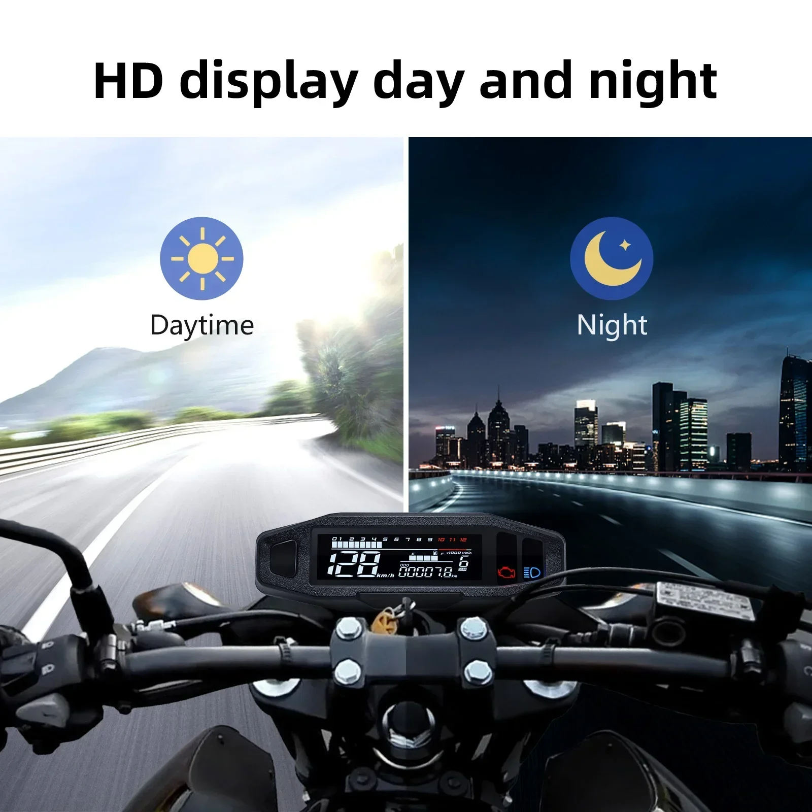 Universal Digital Motorcycle Speedometer Moto Meter Digital Tachometer Odometer Instrument Sensor Speed Gauge Tacho RPM Meter - Image 5