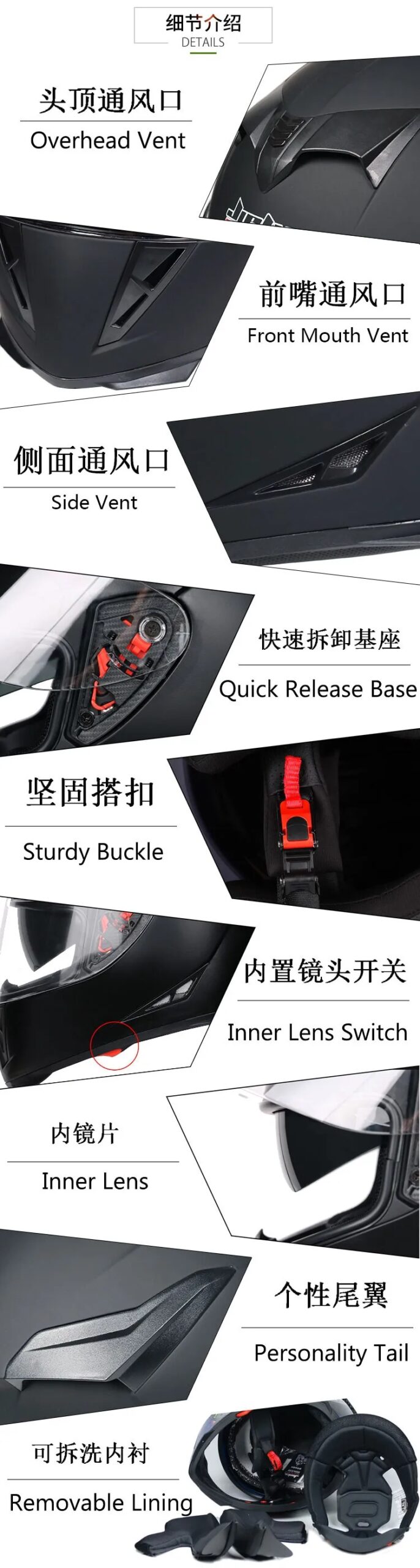 Full face helmet motorcycle riding helmet safety double lens Racing helmet Individuality braids horns