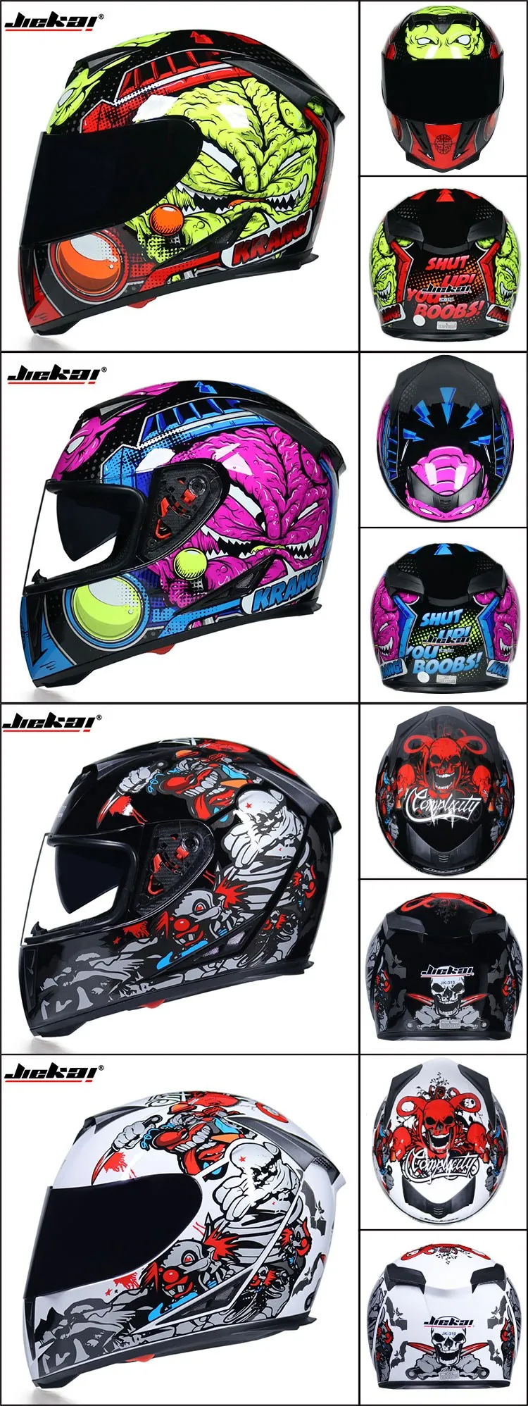 Full face helmet motorcycle riding helmet safety double lens Racing helmet Individuality braids horns
