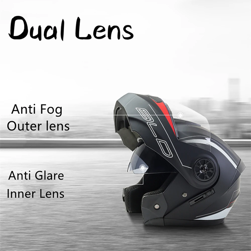 BLD Modular Dual Lens Motorcycle Helmet Safety Downhill Flip Up Helmets Professional Motocross Racing Full Face Casco Moto - Image 4