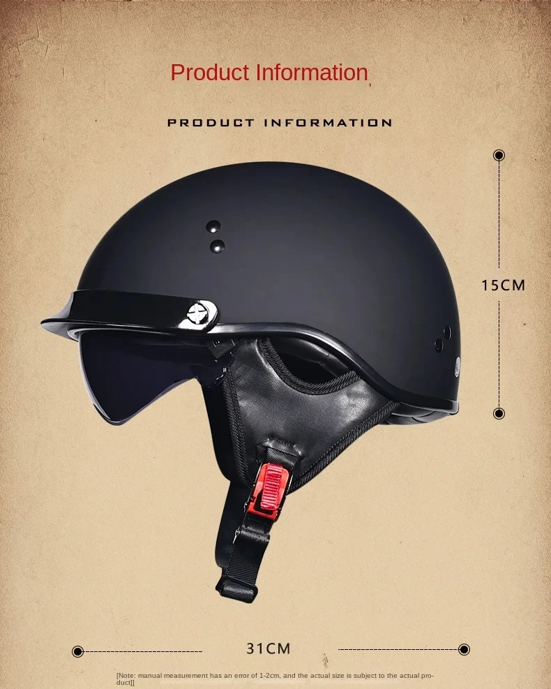 Motorcycle Helmet Retro German Classic Moto Helmet Casco Moto Half Helmet DOT Certification Capacete De Moto With HD Visors