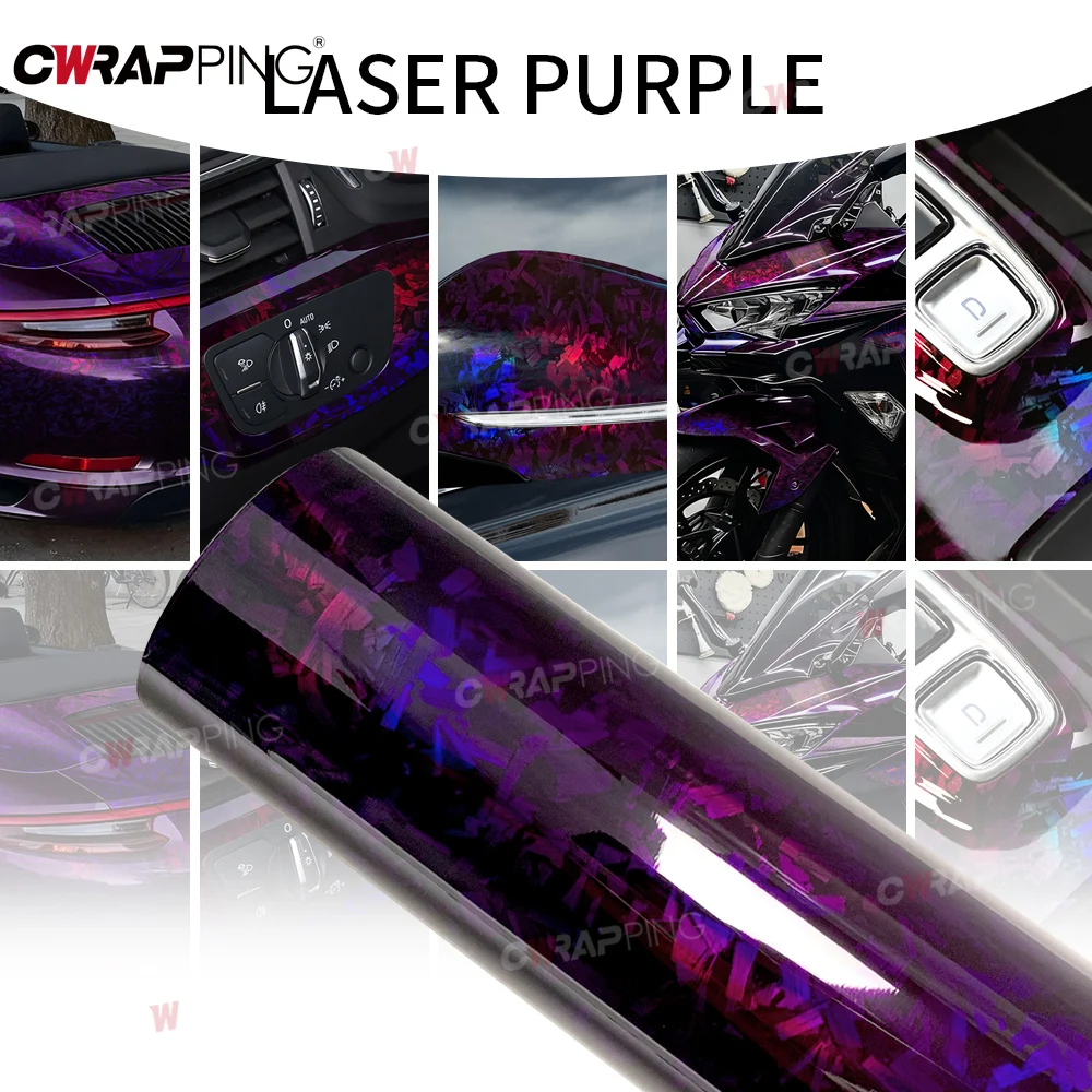 Carbon Fiber Sticker Vinyl Paper for Car Vinyl Wrap Glossy Automotive Wrapping Car Film Covering Laser Purple Motorcycles Vinyls - Image 6