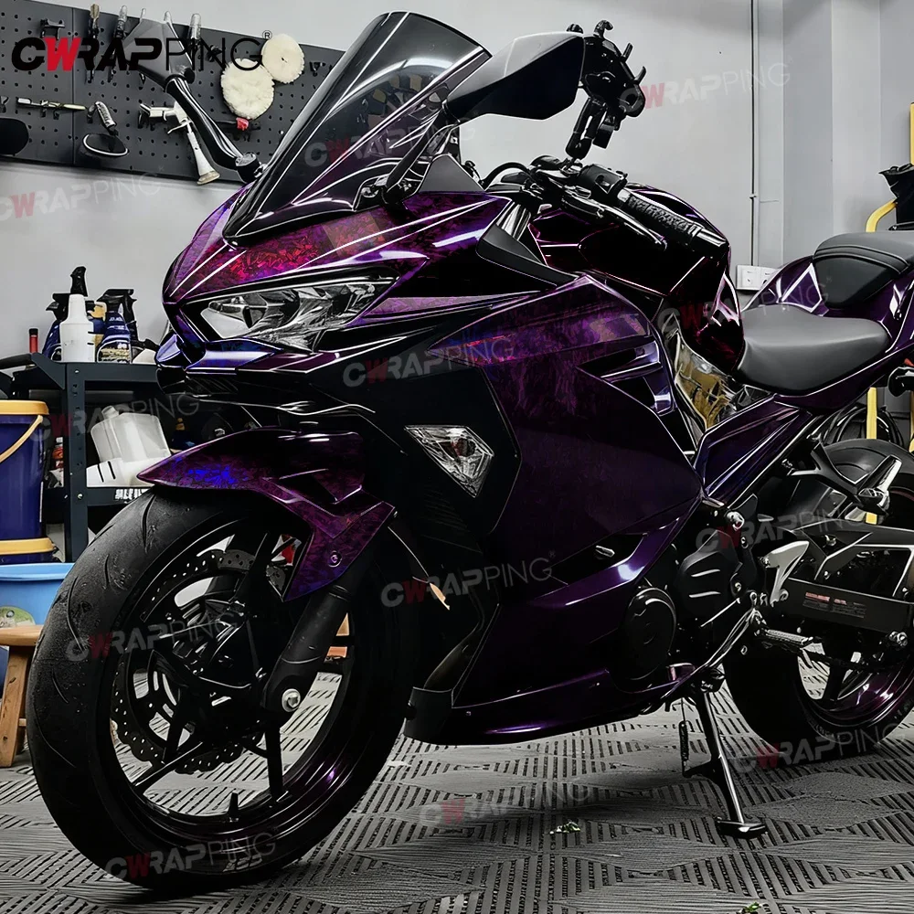 Carbon Fiber Sticker Vinyl Paper for Car Vinyl Wrap Glossy Automotive Wrapping Car Film Covering Laser Purple Motorcycles Vinyls - Image 2