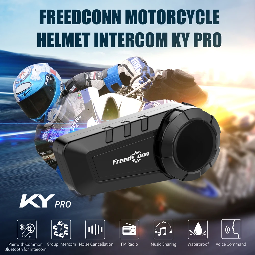 Freedconn Motorcycle Helmet Intercom Bluetoote Headset Motorbike 6 Riders 1000M Moto Group Waterproof Interphone Rider - Image 2