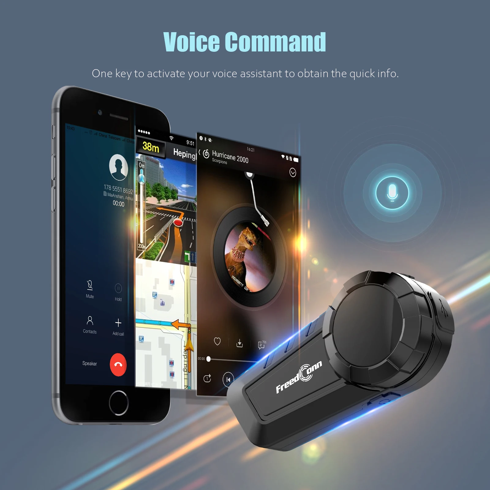 Freedconn Motorcycle Helmet Intercom Bluetoote Headset Motorbike 6 Riders 1000M Moto Group Waterproof Interphone Rider - Image 3