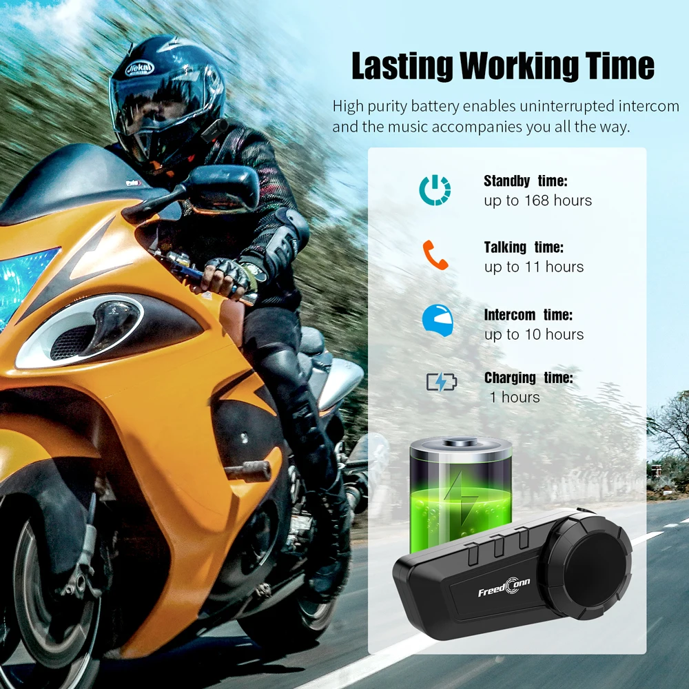 Freedconn KY Pro Motorcycle Intercom Bluetooth helmet Headset Motorbike 6 Riders 1000M Moto Group Waterproof Interphone - Image 4