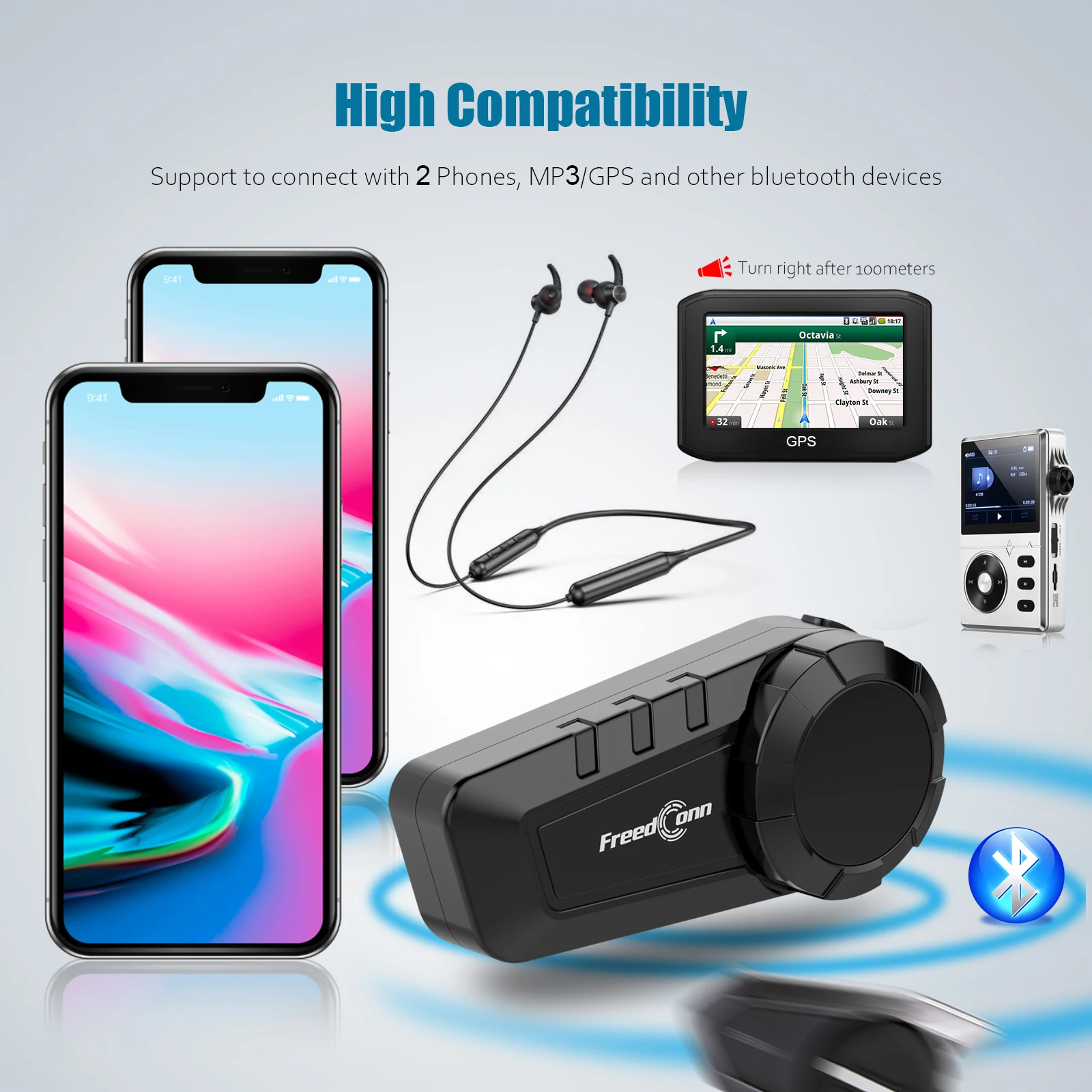 Freedconn KY Pro Motorcycle Intercom Bluetooth helmet Headset Motorbike 6 Riders 1000M Moto Group Waterproof Interphone - Image 5