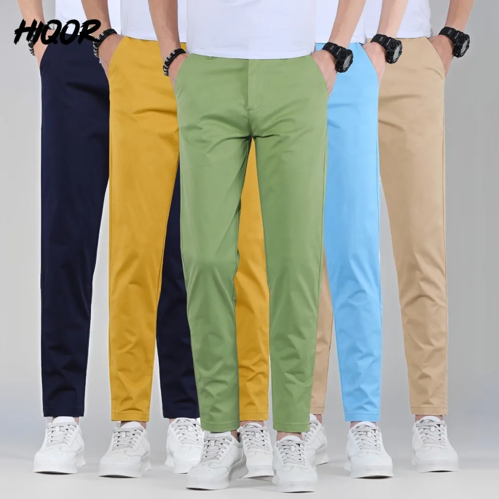 HIQOR Man Pants 9 Colors Mens Casual Long Pants Summer Thin Cotton Trousers For Men Breathable Streetwear Fashion Men's Clothing