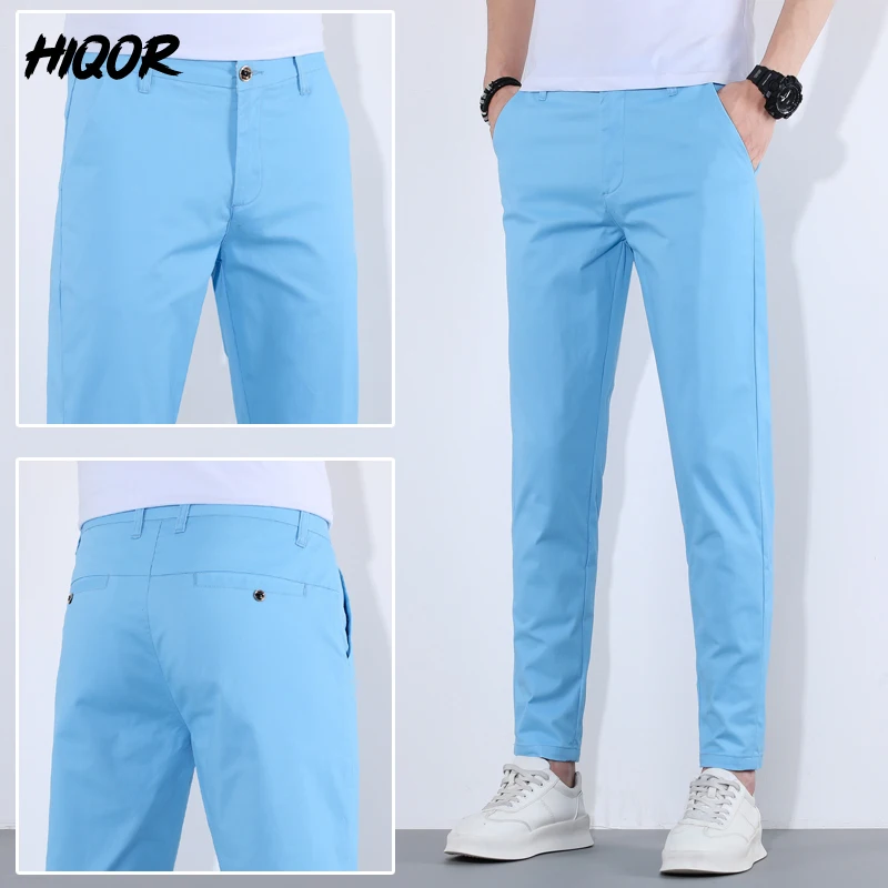 HIQOR Man Pants 9 Colors Mens Casual Long Pants Summer Thin Cotton Trousers For Men Breathable Streetwear Fashion Men's Clothing - Image 2