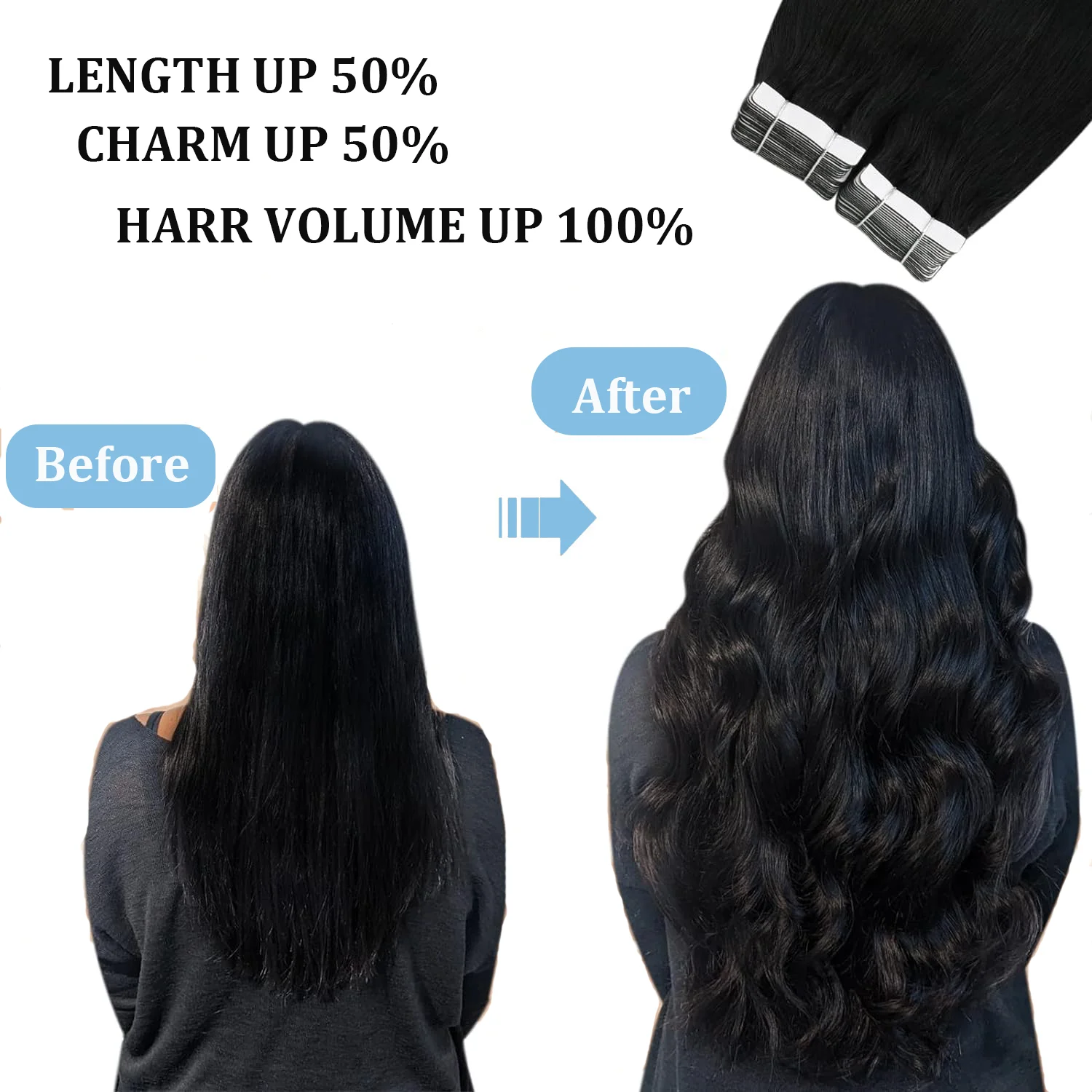 Tape in Hair Extensions Human Hair Brazilian Hair 100% Human Hair Extensions 20 Pcs Straight Hair for Women - Image 6