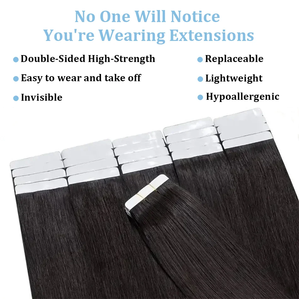 Tape in Hair Extensions Human Hair Brazilian Hair 100% Human Hair Extensions 20 Pcs Straight Hair for Women - Image 5